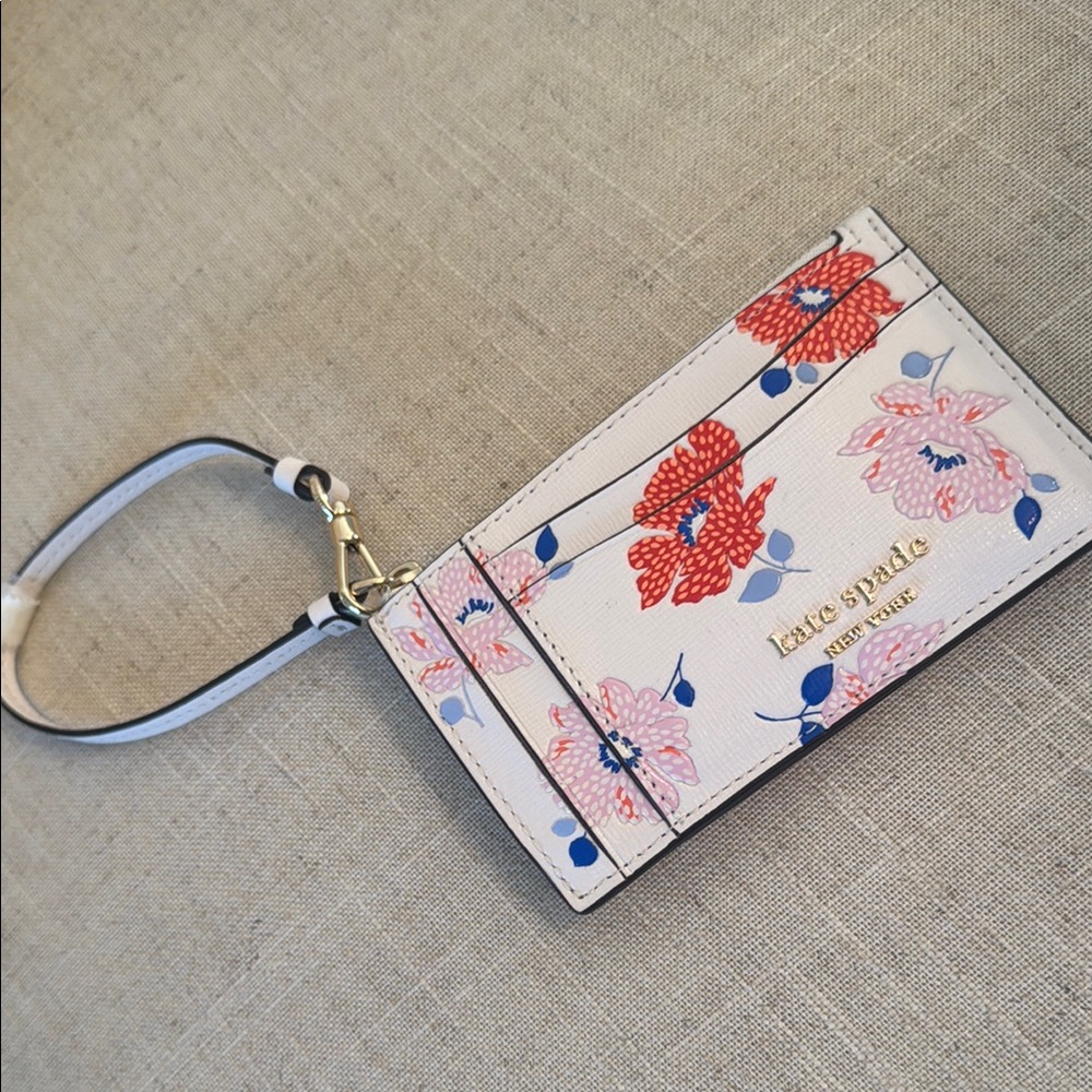 Kate Spade Cream Red and Pink Floral Wallet